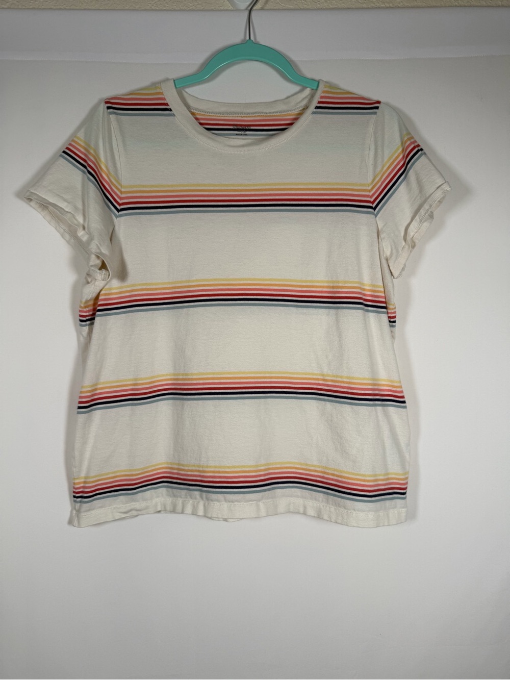 Madewell Cream Short-Sleeve Tee with Multicolor Stripes